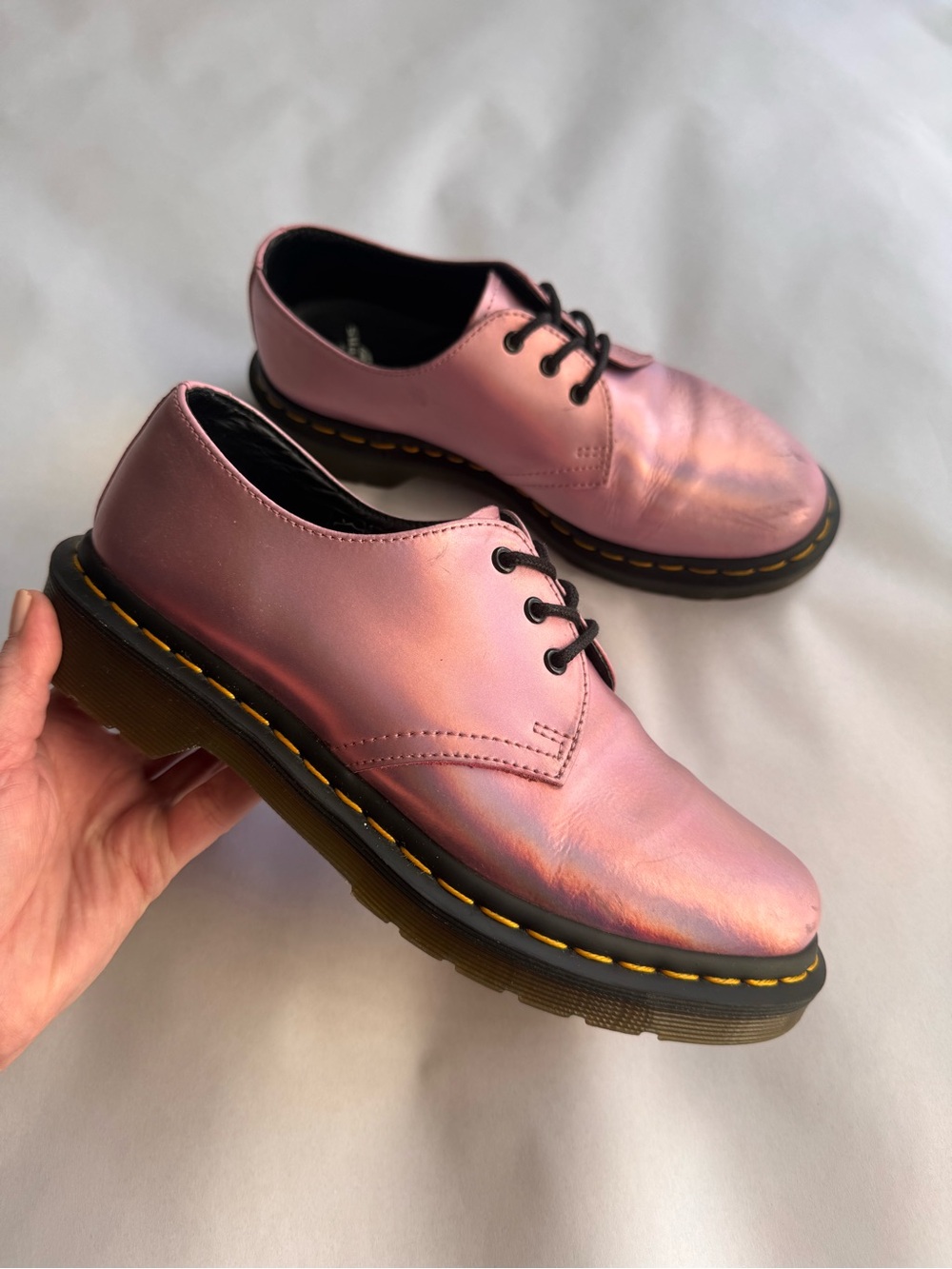 Dr Martens 1461 Iced Metallic Mallow Pink Leather Shoes Womens 7 EU 38